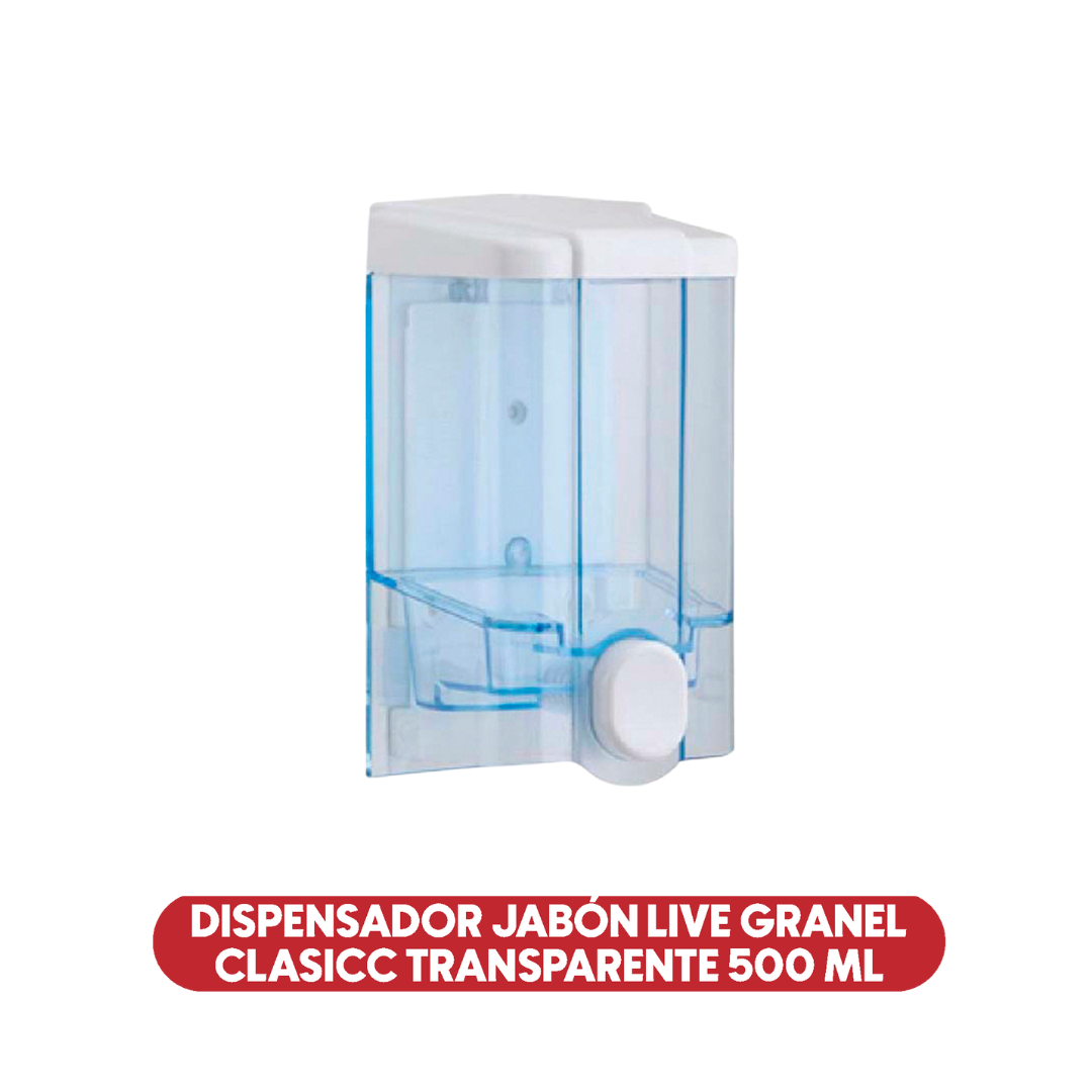 Dispensador Jabon Live Granel Clasicc Transparente 500 Ml