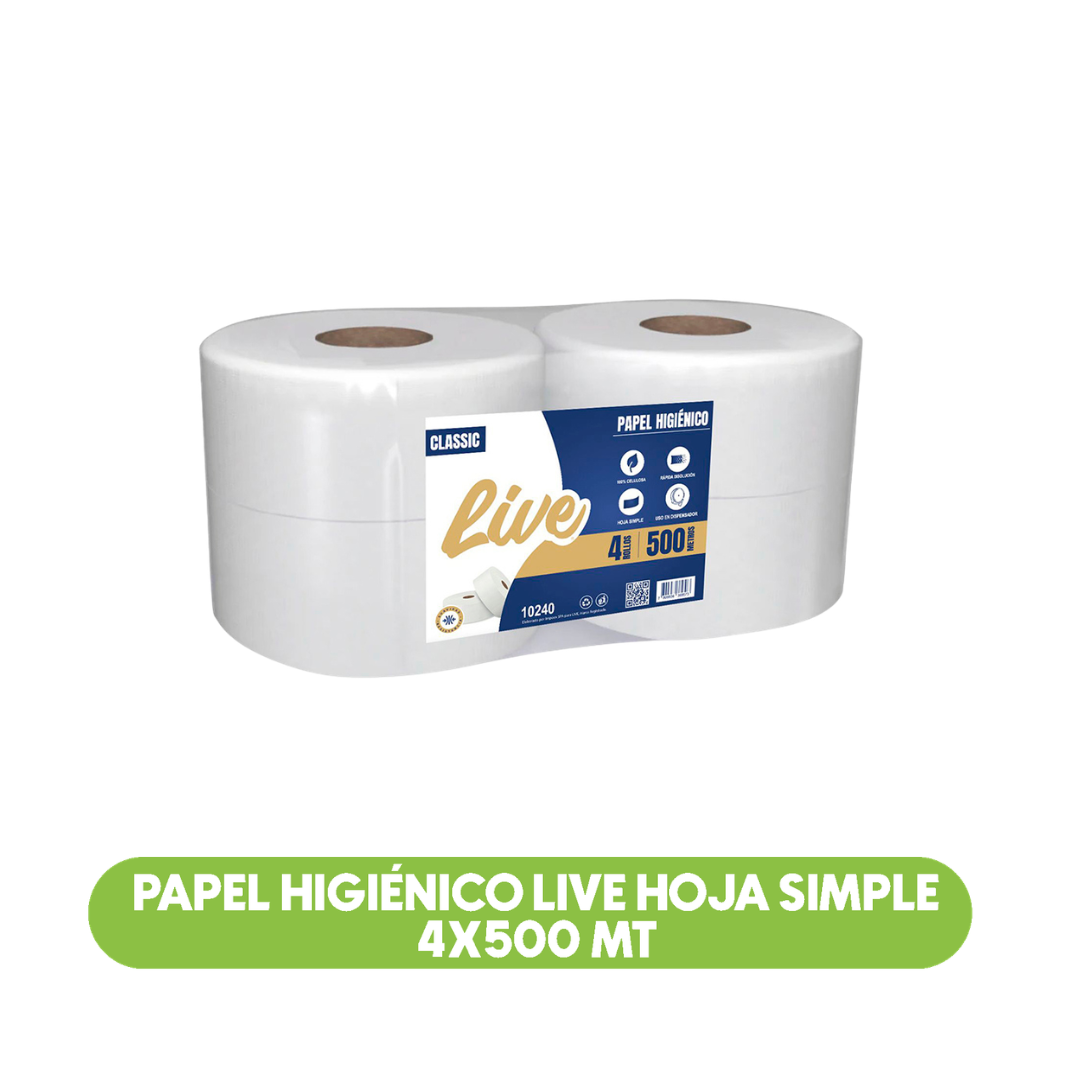 Papel Higienico Live Hoja Simple 4x500 MT