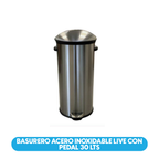 Basurero Acero Inoxidable Live Con Pedal 30 Lts