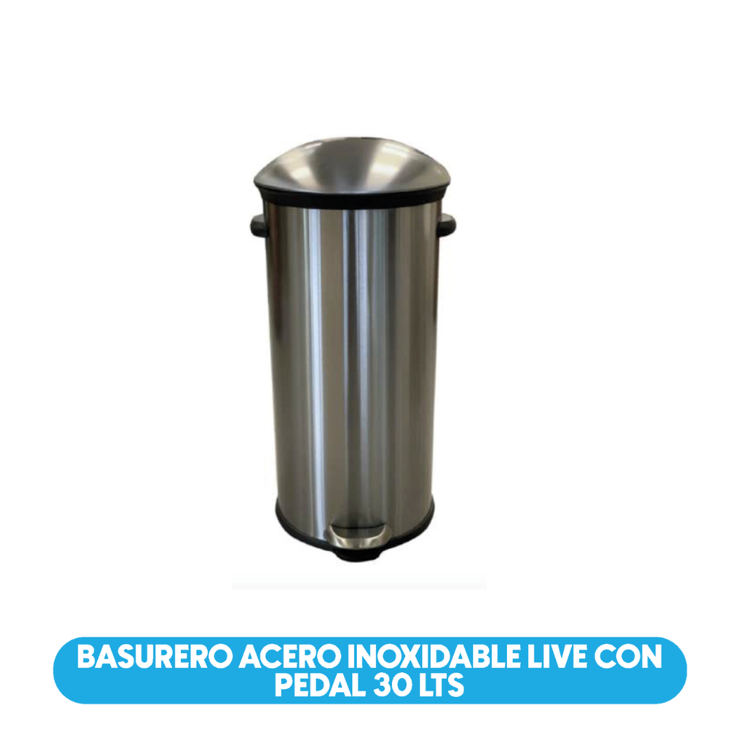 Basurero Acero Inoxidable Live Con Pedal 30 Lts