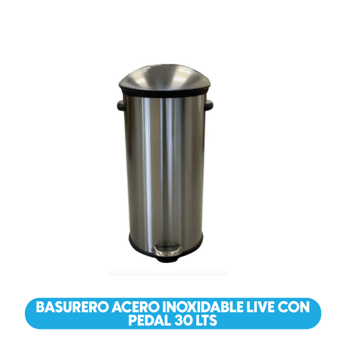Basurero Acero Inoxidable Live Con Pedal 30 Lts