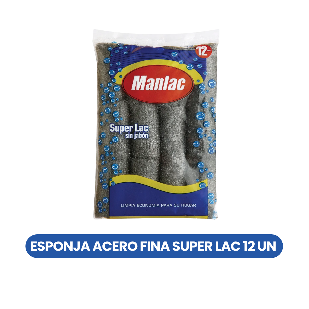Esponja Manlac Acero Fina Manlac 12 unidades