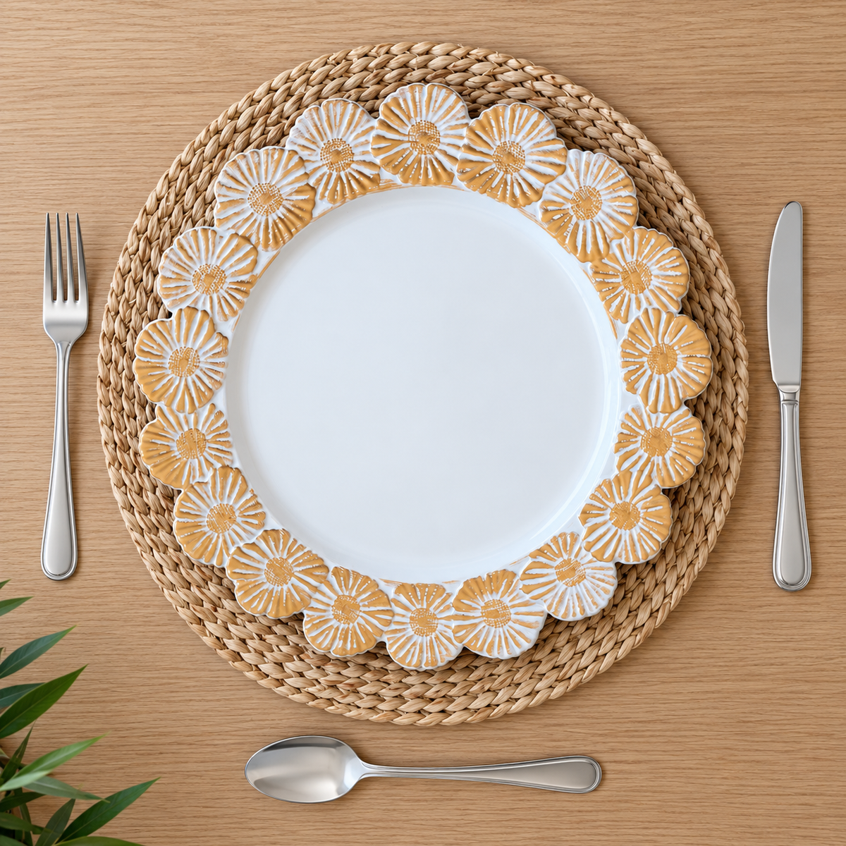 Plato base decorativo Margaritas Doradas