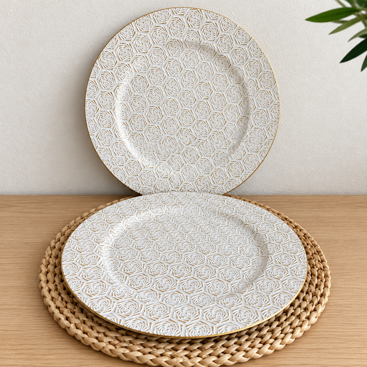 Plato base decorativo Mosaico Dorado
