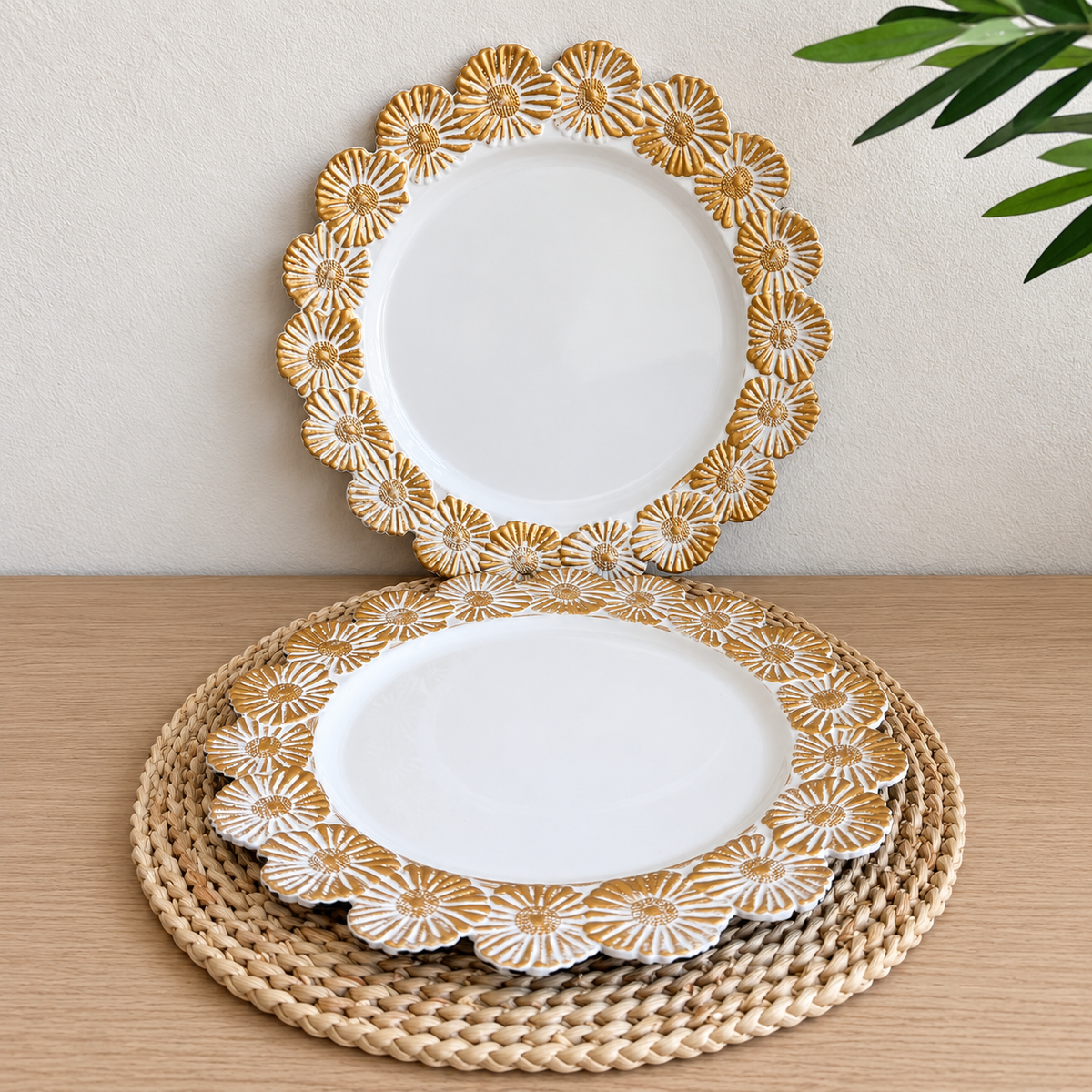 Plato base decorativo Margaritas Doradas