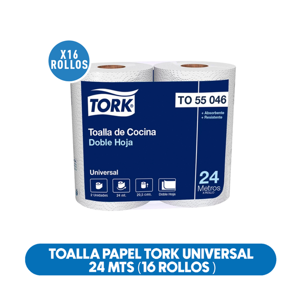 Toalla Papel Tork Universal 24 Mts (16 Rollos)