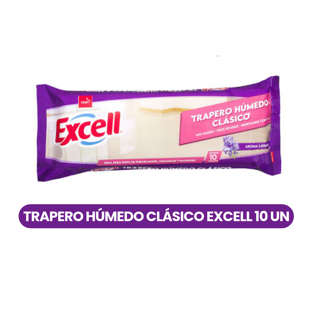 Trapero Húmedo Excell Clásico Lavanda – 10 unidades