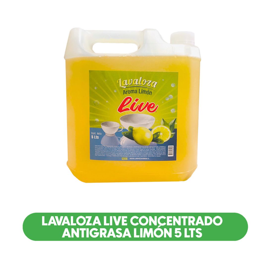 Lavaloza Live Concentrado Antigrasa Limon 5 Lts