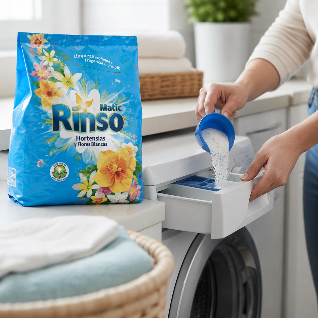 Detergente en Polvo Rinso Matic Hortencias 800 gr