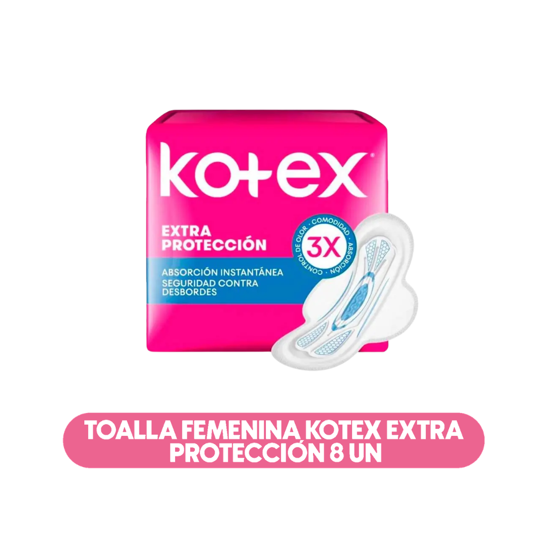Toallas Femenina Kotex Extra Protección 8 un