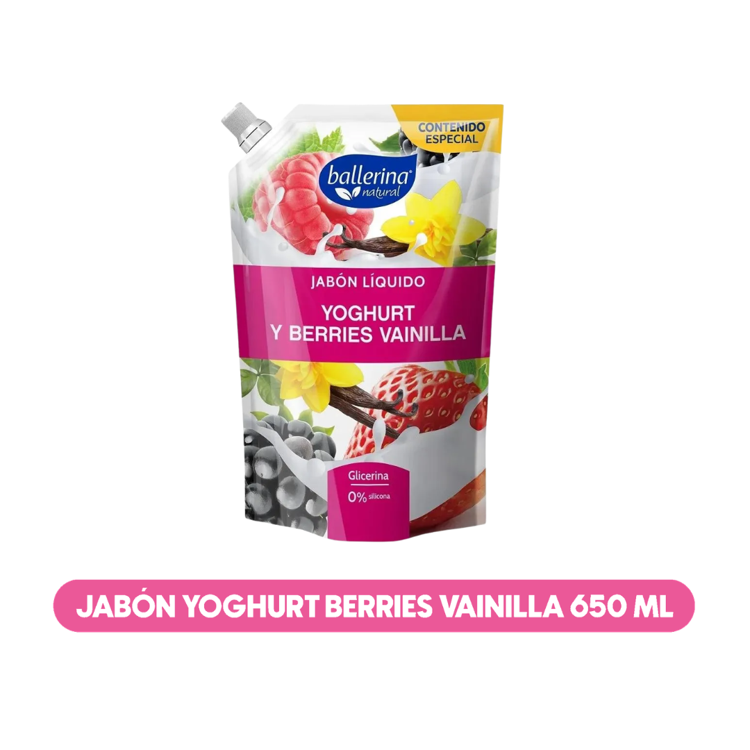 Jábón Ballerina Yoghurt Berries Vainilla Doy Pack 650ML
