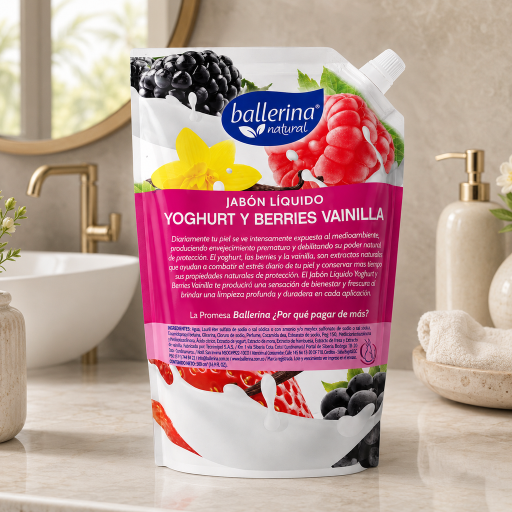 Jábón Ballerina Yoghurt Berries Vainilla Doy Pack 650ML